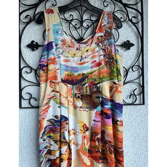 90’s Jams World Hawaii Aloha Native American Southwest Midi Dress - Small- Multi - Picture 2 of 12